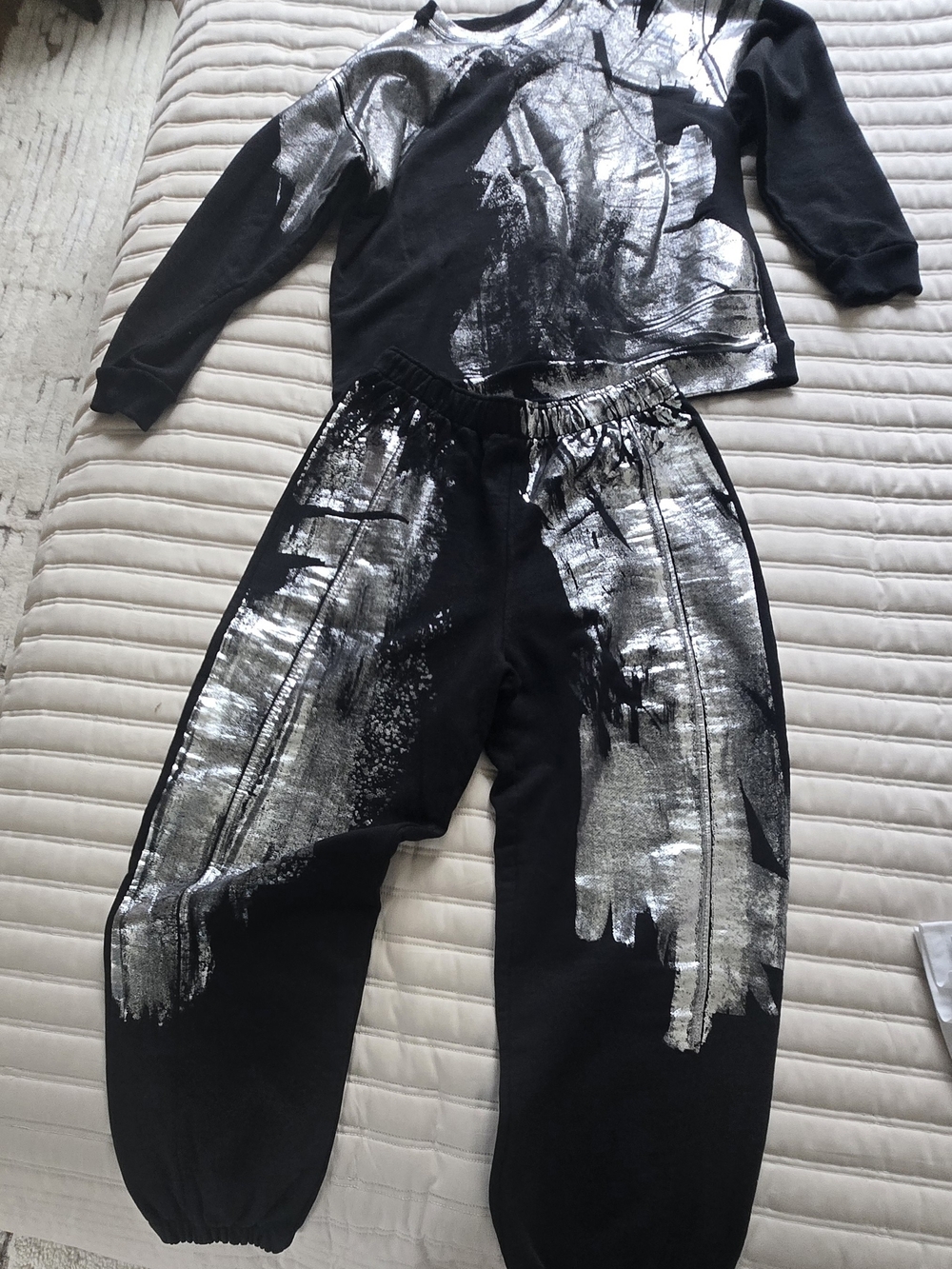 Zara Black Joggers with Silver Paint-Effect